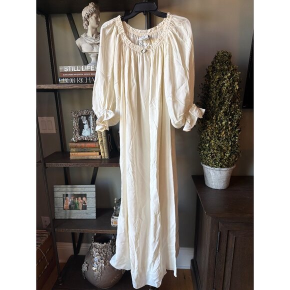 Sleeper Zephir Relaxed Ruffle Trim Maxi Dress White Womens Size Large - Picture 9 of 16